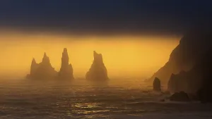 Reynisdrangar at sunset, near Vik