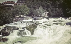 Rhine Falls or Rheinfalls waterfall, Neuhausen am Rheinfall, Canton Schaffhausen, Switzerland, Europe, 1960, Europe