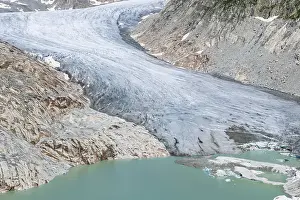 Rhone glacier, valley glacier in the headwaters of the Rhone in the Swiss Alps