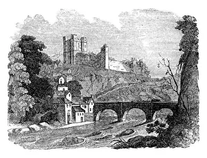 Richmond Castle, vintage engraved illustration