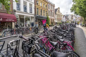 Ride your bike in the city centre of Groningen