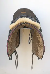 Rider horse saddle in the stable