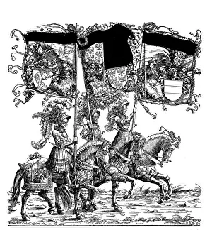 Riders with flags, group of Maximilian I