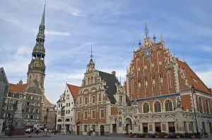 Riga is proud to his Schwarzhaeupterhausand ttogether with the Petri church