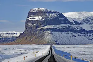 Ring Road, big cliff, winter, lowlands