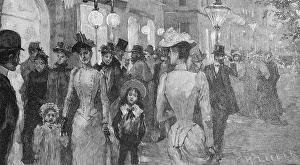 On the Ringstrasse in Vienna, street scene at night