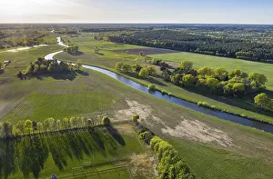 River Aller winding throug cultural landscape at Wienhausen east of Celle