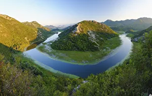 River bend of the river Rijeka Crnojevica in the evening light