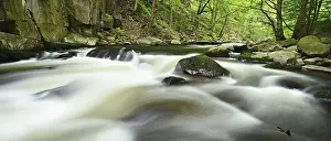 The River Bode with rapids and boulders in the Bode Valley between Thale and Treseburg