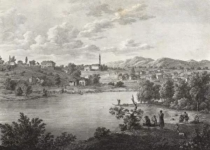 The river Danube in Wallachia. Kallafat market