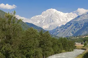 River Dora Baltea and Mont Blanc