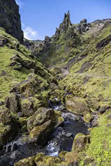 River in a gorge, landscape with mountains
