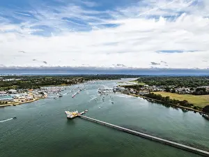 River Hamble over Warsash Maritime Academy Pier from drone
