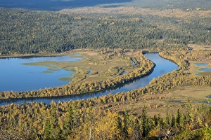River landscape in autumn, view from Mount Nammasj