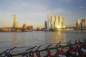 River landscape with bicycles in the foreground