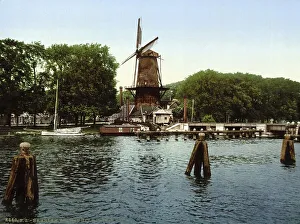 River Spaarne and windmill, Haarlem