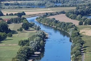 Category Mountain Landscapes Prints: The river weser in germany seen from the top of a mountain