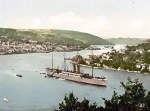 The RMS Dunottar Castle, a Royal Mail ship on the River Dart