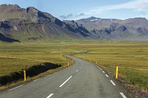 Road 54 meanders through landscape volcanic mountains