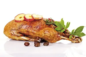Roast goose, apples, sweet chestnuts