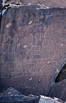 Rock carvings, ancient Egyptian quarry area Wadi Hammamat, Arabian desert, Egypt, September 1989, vintage, retro, old, historical, Africa