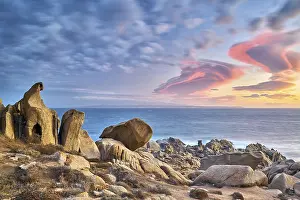 Rock formations at Capo Testa, sunrise