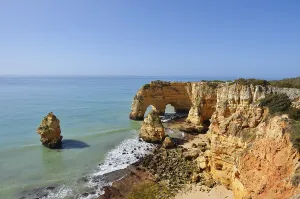 Rock formations on the coast, Praia da Marinha
