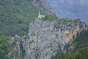 Rock Le Roc with church Notre-Dame-du-Roc