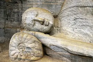 Category Buddhism Prints: Rock relief, lying Buddha, Gal Vihara Temple
