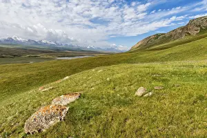 Rocks covered with lichen in Sary Jaz Valley