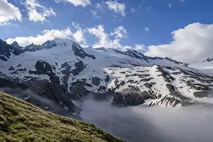 Rocky and glaciated mountain peaks