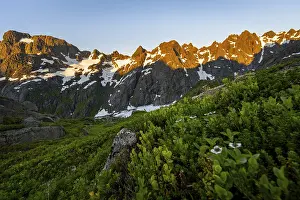 Rocky mountain peaks, landscape at the Trollfjord Hytta