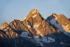 Rocky peaks at sunset, alpenglow