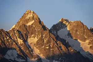 Rocky peaks at sunset, alpenglow