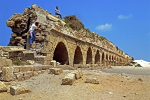 Roman aquaduct, Caesarea, Israel, Asia