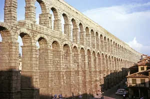 Roman aqueduct Segovia, Castile and Leon region, Spain 1964