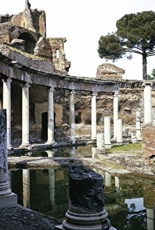Roman archaeological site at Hadrian's Villa, Rome, Tivoli, Italy 1974
