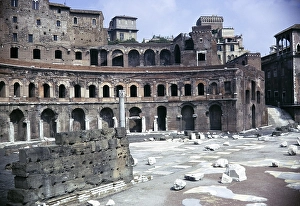 Roman archaeological site Trajan's market, Rome, Italy 1974