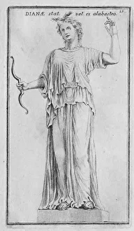 The Roman goddess Diana, marble statue from ancient Rome