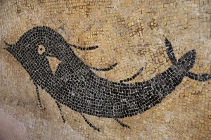 Roman mosaic of a sea creature in the city of Krk