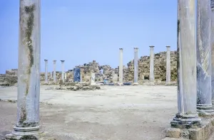 Roman Ruins at archaeological site ancient city of Salamis Famagusta, northern Cyprus, Cyprus, Europe 1973, Europe