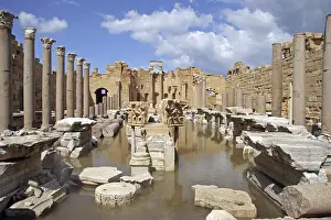 Roman ruins of the Severan Basilica at Leptis Magna