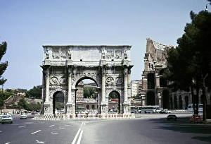 Roman triumphal arch, Arch of Constantine, built in 315 AD, Rome, Italy, 1974, Europe