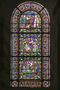 Romanesque stained glass window of the nave