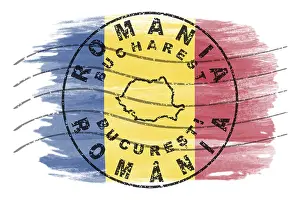 Romania Bucharest Round Seal Map Design