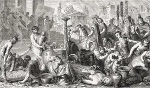 Romans plundering ancient Corinth in 146 BC