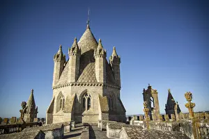 On the roof top at the Catedral or Se of Evero in the old Town of the city Evora in Alentejo in Portugal