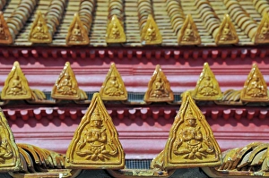 Roof ornamentation, Marble Temple (Wat Benchamabophit), Bangkok, Thailand, Asia
