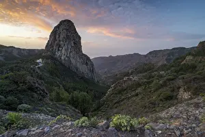 Roque de Agando rock tower at sunrise