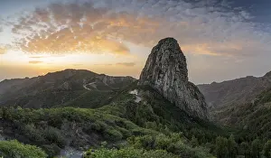 Roque de Agando rock tower at sunrise